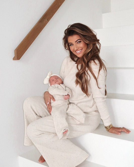 Femme - Pantalon côtelé - Beige moucheté