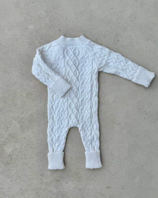 Kabelgebreid boxpakje wit baby