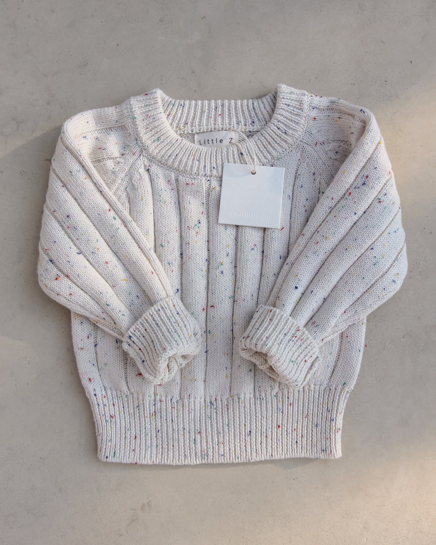 Gebreide trui rib - Beige spikkel