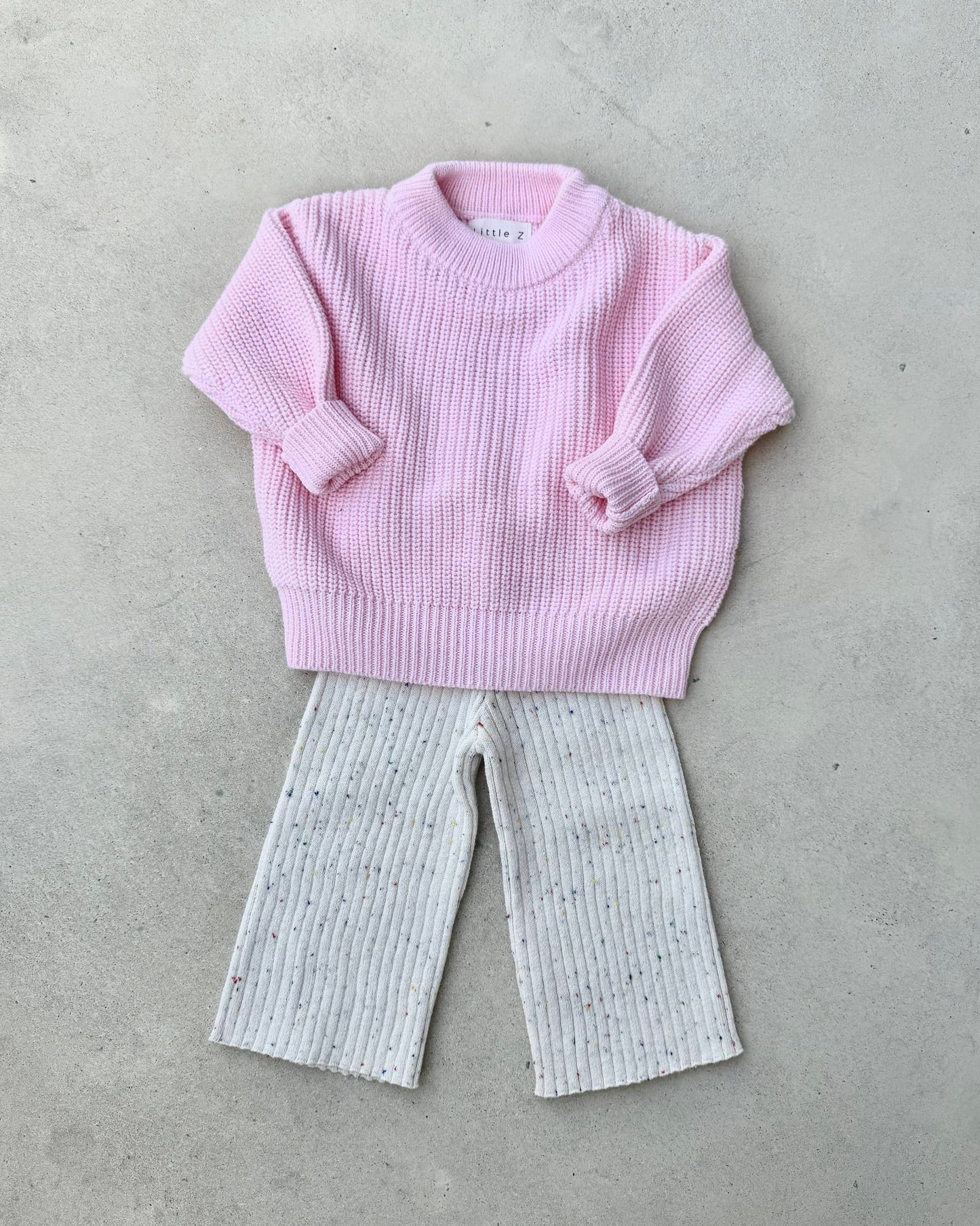 Geribbelde Broek - Beige spikkel
