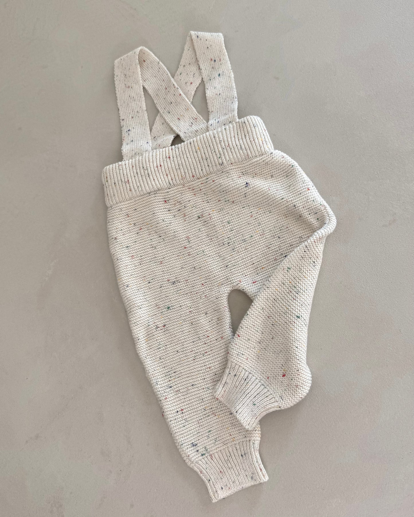 Gebreide Salopette - Beige spikkel